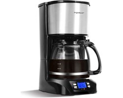 Aigostar Benno - Koffiezetapparaat - Filterkoffie - 12 kopjes - Koffiemachine - met Glazen Kan - Digitaal Display, Timer en Warmhoudplaat - Zwart/RVS