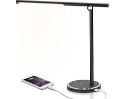 Aigostar Bureaulamp led dimbaar - 10 helderheidsmodi - 5 lichtkleuren - USB Opladen - Opvouwbaar - Leeslamp - Bedlamp - Zwart