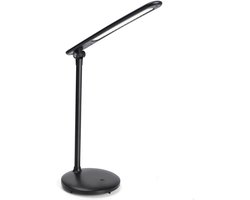 Aigostar Bureaulamp LED Dimbaar - 2700K - 6500K - USB Opladen - Opvouwbaar - Smart Touch - Leeslamp - 3W - Zwart