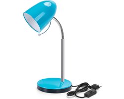 Aigostar Bureaulamp - Verstelbaar - E27 fitting - H 280mm - Tafellamp - Leeslamp - Blauw