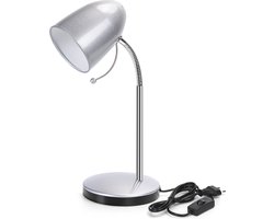 Aigostar Bureaulamp - Verstelbaar - H280mm - E27 Fitting - Tafellamp – Ledlamp - Zilver