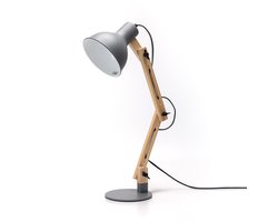 Aigostar Bureaulamp - Verstelbare Leeslamp - Houten Arm - E27 Fitting - Grijs