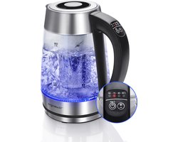 Aigostar Cris 30OSU - Glazen waterkoker met LED en theefilter - RVS - zwart