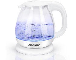 Aigostar Elvin - Glazen waterkoker - Elektrisch - 1 Liter inhoud - met LED - Kleine waterkoker - 2200W