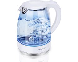 Aigostar Eve 30GON - Glazen Waterkoker met LED - 1,7L - 360° draaibaar - Blauw LED verlichting - 2200W - Wit