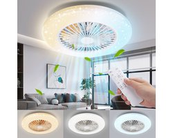 Aigostar LED plafondlamp met ventilator - Plafondventilator met verlichting - dimbaar - 6 snelheden - zomer- en wintermodus - CCT - Ø48 cm - Wit