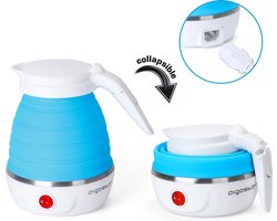 Aigostar - Opvouwbare Waterkoker - Reis Waterkoker - Dual Voltage (100-120V /220-240V) - 0,6 liter - Mini Waterkoker - Camping & Travel - elektrisch - Blauw | Sapphire 30LDC
