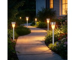 Aigostar Solar Tuinverlichting - LED Tuinfakkels - Tuinverlichting op Zonne Energie - Buitenverlichting - Lamp voor in de Tuin - 37cm - 6 Stuks
