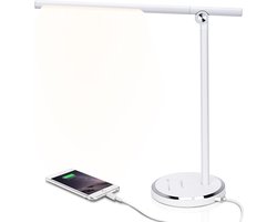 Aigostar Vince - Bureaulamp led dimbaar - Opvouwbaar - USB Opladen - Smart Touch - Leeslamp - Bedlamp - Wit