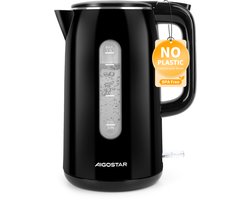 Aigostar Waterkoker - Dubbelwandig - 1,7 Liter - BPA-vrij - Waterniveau indicator - Elektrische - 2200W - Zwart