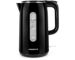 Aigostar Waterkokers - 1,7 Liter - Dubbelwandig - Cool-touch - Warmhoudfunctie - Elektrische Waterkoker - Retro - 2200W - Zwart