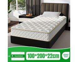 Aiidoits Matras 100x200 cm - Pocketvering Matras 22cm Dik - 7 zones - OEKO-TEX Gecertificeerd - Anti-Allergische - Orthopedisch Eenpersoonsmatrassen - H3/H4 Medium Hard - 10 Lagen Hoogwaardige Materialen - Voor Kinderen en Volwassenen
