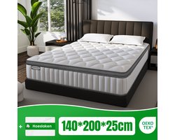 Aiidoits Matras 140x200 cm - Pocketvering Matras 7 zones - OEKO-TEX Gecertificeerd - Anti-Allergische - Orthopedisch Eenpersoonsmatrassen - H3/H4 Medium Hard - 10 Lagen Hoogwaardige Materialen - Voor Kinderen en Volwassenen