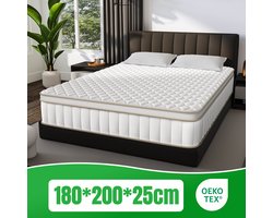 Aiidoits Matras 180x200 cm- matras 25cm dik - 7 zones - pocketvering matras - Orthopedisch - OEKO-TEX Gecertificeerd - 10 Lagen Hoogwaardige Materialen - Anti-Allergische - Tweepersoonsmatrassen - medium - Voor Kinderen en Volwassenen