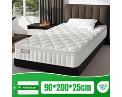 Aiidoits Matras 90 x 200 cm - Pocketvering Matras 25cm Dik - 7 zones - OEKO-TEX Gecertificeerd - Anti-Allergische - Orthopedisch Eenpersoonsmatrassen - H3/H4 Medium Hard - 10 Lagen Hoogwaardige Materialen - Voor Kinderen en Volwassenen