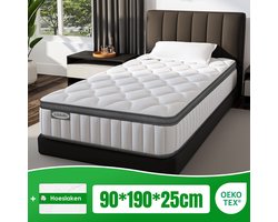 Aiidoits Matras 90x190 - matras 25cm dik - 7 zones - pocketvering matras - Orthopedisch - OEKO-TEX Gecertificeerd - 10 Lagen Hoogwaardige Materialen - Anti-Allergische - Eenpersoonsmatrassen - medium - Voor Kinderen en Volwassenen