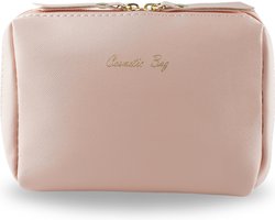 Ainy Chique Make Up Tasje roze - compacte organizer 18x13x7cm voor cosmetica en skincare - waterbestendig met verguld ritssluiting - toilettas dames voor make-up kwasten & sieraden | Beautycase voor tafel bureau of onderweg | cadeau voor vrouwen