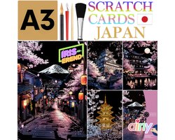 Ainy - Iriserend Scratch Art Japan (A3) | 4 krastekening incl. incl gereedschappen | Kras tekeningen | Schilderen op kleuren kunst kraskaart | hobby & creatief voor volwassenen en kinderen | Knutselen - ontspanningspakket