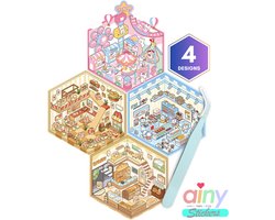 Ainy - Scene 3D Sticker set | Inclusief Pincet | Set van 4 Achtergronden 13*14cm met PET Stickers | Konijn & Vrienden miniatuur stickerboek | Creatief & Rustgevend vakantieboek | Stickervellen voor volwassenen en kinderen