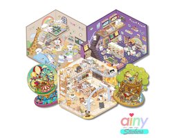 Ainy - Scene Sticker Set | 5 Achtergronden met PET Stickers | Creatief & Rustgevend | Stickervellen voor volwassenen en kinderen