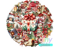 Ainy Stickers Kerst PET 50 stuks voor bullet journal, fotoalbum, wenskaarten, laptop, telefoon, waterfles, geschenksticker, knutselen stickervellen voor kinderen / volwassenen - ideaal voor cadeauverpakkingen, kerstkaart en kerstkado