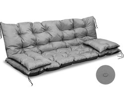 AIO - Gewatteerde Tuinbank Kussen / Tuinstoelkussens - Waterdicht - 180x60x50 met zijkussens 42x42 cm - Grijs