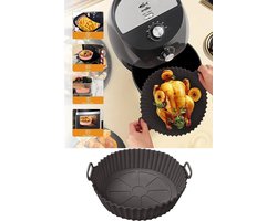 Airfreyer Siliconen Bakje - Airfryer Bakvorm - Airfryer Accesoires - BPA Vrij - Airfyer Mandje - Alternatief Airfyer Bakpapier - 20 cm - Zwart