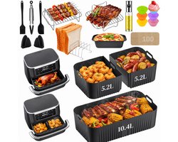 Airfryer Accessoireset - Siliconen Bakvorm voor Airfryer - Bak- en Grillaccessoires voor Airfryer - Herbruikbare Bakaccessoires voor Airfryermand - Voor Bakken, Grillen en Koken - zwart