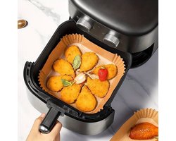 airfryer bakpapier - bruin - vierkant - universeel - anti aanbak - 16 tot 23 cm - 50 stuks