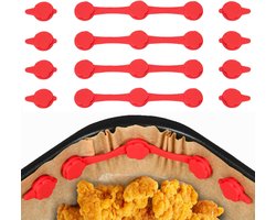 Airfryer magneetstrips - 4 sets van 12 - Airfryer bakpapier magneet - Siliconen magnetische clips - Hittebestendig - Airfryer papierhouder - Voorkomt aanbranden van het papier - Werkt met alle Airfryers - Vasthouden van bakpapieren - Rood