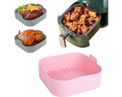 Airfryer Siliconen Bakje Vierkant (21cm) - Roze - Bakpapier Alternatief - Accessoires - Accesoires - Mand - Bakvorm - XXL - Bakjes - Bakplaat - Heteluchtfriteuse Bakvorm