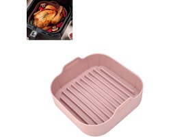 Airfryer siliconen pan - Hittebestendige antiaanbaklaag - Siliconen grillplaat - Vierkante siliconen kom - 20,5 x 20,5 cm - Geschikt voor Airfryer en oven - Bruin.