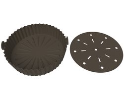 Airfryer siliconen pan met oliefilter, heteluchtfriteuse magnetron accessoire bakvorm - grijze set