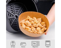 Airfryer Wegwerp Bakjes (100 stuks) - Airfryer Bakpapier - Airfryer Bakvorm - Airfryer Bakjes - Bakpapier Rond - Airfryer Accesoires - Airfryer Wegwerp bakjes - Heteluchtfriteuseaccessoires - Bakpapier Airfryer - Non Stick - 100 stuks - 20 CM - Bruin