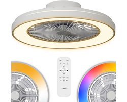 Airking Plafondventilator - Stille Ventilator met Afstandsbediening 48,5 cm - LED 40W Dimbaar - 3000K-6500K - Zomer en Winterstand Wit