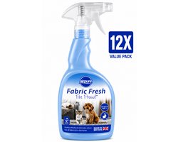 Airpure Textielverfrisser Pet Proud Huisdier 750 ml Spray - Set van 12 Flessen (9 L Totaal) - Geurneutralisator voor Beddengoed Gordijnen Kleding en Meubels - 100% Veganistisch en Dierproefvrij - Made in UK