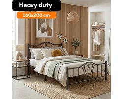 AirSleeperz® heavy duty metalen bedframe Eva Kleur zwart - Afmeting 160x200 cm - Voor 2 personen - Draagkracht 600 kg