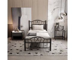 AirSleeperz® heavy duty metalen bedframe Eva Kleur zwart - Afmeting 90x200 cm - Voor 1 persoon - Draagkracht 350 kg