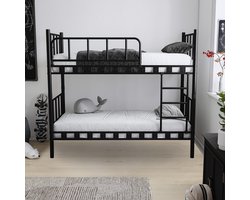 AirSleeperz® heavy duty metalen stapelbed Emma - kinderbed hoogslaper voor 2 personen - Kleur: zwart - Afmeting 90x200x175 cm