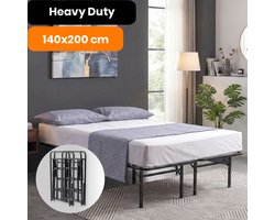 AirSleeperz® opvouwbaar Bedframe Joost Premium - Zwart - 140x200 cm - 2 persoons vouwbed - Heavy duty: draagkracht 300 kg