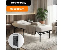 AirSleeperz® opvouwbaar Bedframe Joost Premium - Zwart - 90x200 cm - 1 persoons vouwbed - Heavy duty: draagkracht 130 kg