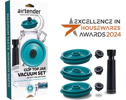 Airtender Weckpotdeksels | Vacuümdeksels | Starterset 3x Vacuümdeksel + GRATIS Vacuümpomp | Geschikt voor Weckpotten van Bormioli Fido, Hema, Action, Kilner, Ikea ... en alle andere potten met een mond van +/-90mm