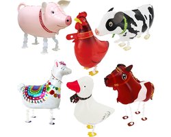 Airwalker Farmhouse Birthday Decoration 6 Pieces Farm Animals Balloon Cow Horses Chicken Pig Sheep Goose Birthday - ShopVlot