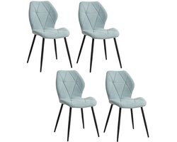 Aiverig® Eetkamerstoelen Set van 4 – Mintgroen – Gestoffeerde Linnen Stoelen met Metalen Poten Zwart – Ergonomische Rug & Ademend Zitkussen – Zithoogte 50 CM – Voor Eetkamer, Keuken, Balkon & Restaurant