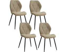 Aiverig® Set van 4 Eetkamerstoelen Groen – Gestoffeerde Stoelen Linnen – Gepolsterde Dining Chairs met Metalen Poten Zwart – Ergonomische Rug & Ademend Zitkussen – Zithoogte 50 cm – Voor Eetkamer, Keuken, Balkon & Restaurant