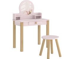 AIYAPLAY - Kaptafelset voor kinderen - MDF, grenenhout - 55 x 34 x 82 cm - Roze