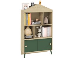 AIYAPLAY-Kinderboekenkast-Bois-80x30x140.5cm-Groen