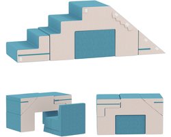 AIYAPLAY Kinderspeelset van zacht materiaal Fluweel, schuim 131L x 39B x 44H cm Beige+Blauw