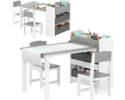 AIYAPLAY - Kindertafel en stoelenset - 102,5x58x64cm - MDF - Grijs