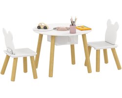 AIYAPLAY - Kindertafel en -stoelenset - Hout - 60x60x44cm - Wit
